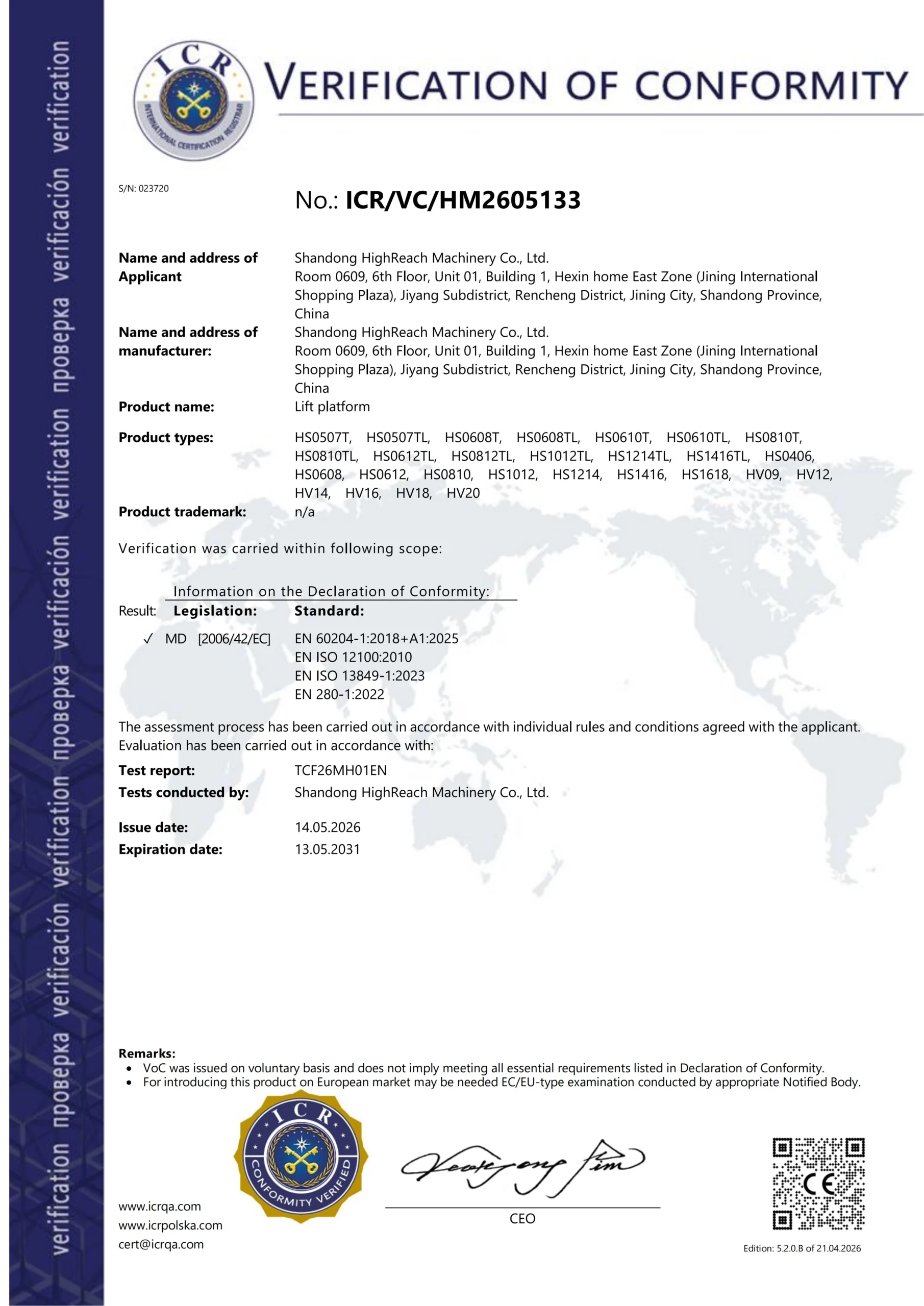 CE certificate