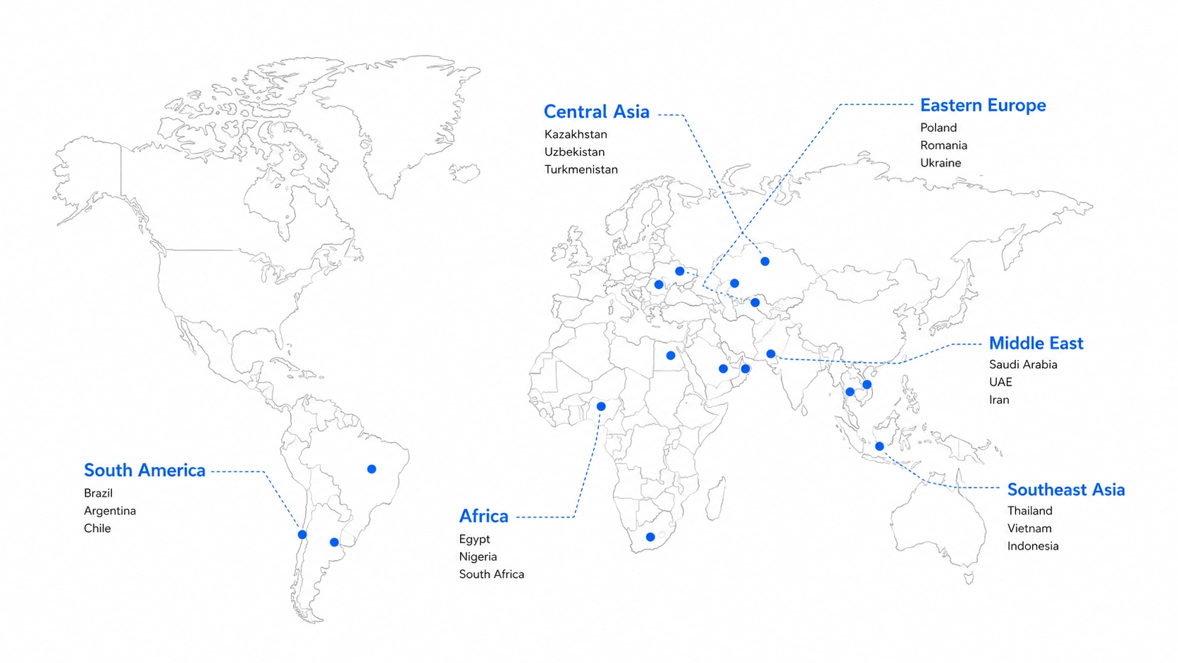 Highreach global export market map